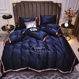 AOOKMIYA MIDSUM Luxury Bedding Set 4pcs Embroidery Duvet Cover Bed Sheet Pillow Cases Queen King Size Fitted Sheet High-End Home Textile