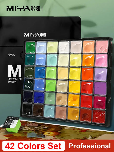 Miya Gouache Paint 42 Colors Artist Professional Gouache Paint Set New –  AOOKMIYA