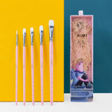 Miya Himi 5Pieces Kids Artists Gouache Paint Brushes Set for Acrylic Oil Watercolor Face & Body Gouache Painting with Hog Hairs