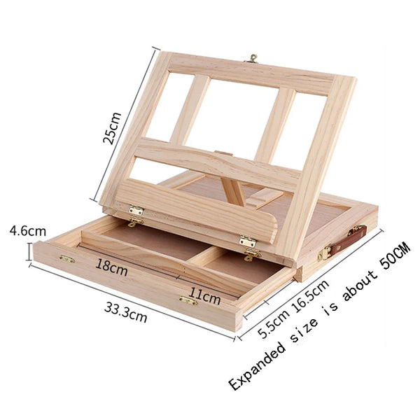 AOOKMIYA Mobile 8K Desktop Easel Sketch Board Wooden Drawer Folding Po