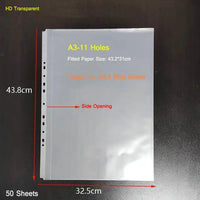 Multi-color A3 Binder 4 Rings A3 Folder For Document Storage HD Transparent Sleeves Ring Binder Folder With Rings