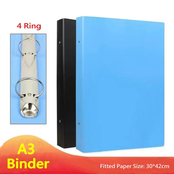 Multi-color A3 Binder 4 Rings A3 Folder For Document Storage HD Transparent Sleeves Ring Binder Folder With Rings