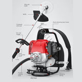 Multifuncional Garden Lawn Mower, Four-Stroke Mochila, Gasolina, Distribuição de Terra, Weeding Tools