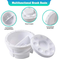 AOOKMIYA AOOKMIYA  Multifunction Round Brushes Washer Cleaner Artist Brush Basin Paint Brush Tub with Brush Holder & Lid Palette for School Student