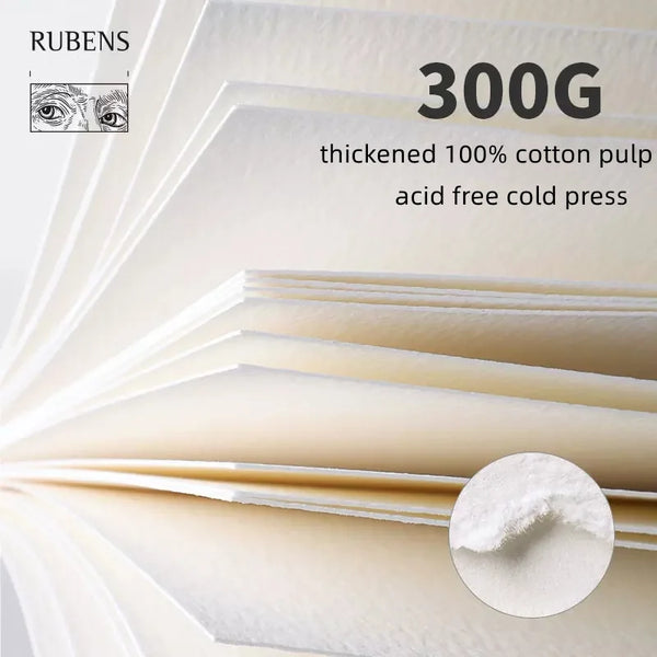 NEW Paul Rubens 100% Cotton Watercolor Paper 300g High Absorption Prof –  AOOKMIYA
