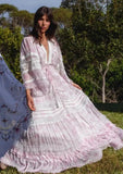 NIGO LP Women's Summer Sexy V-Neck Embroidery Splicing Hollow Lace Solid Color Long Dresses #nigo61296