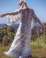 NIGO LP Women's Summer Sexy V-Neck Embroidery Splicing Hollow Lace Solid Color Long Dresses #nigo61296