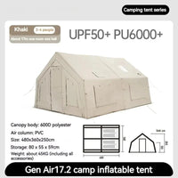 Naturehike 17.2 Air Tent Large Cabin Inflatable Tent Family Outdoor Camping Travel Glamping Big House 1 Room 1 Hall With Chimney