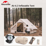 Naturehike Air 6.3 Inflatable Tent Large Space 2-4 Peoples Free Construction Cotton Camping Outdoor Hiking Tent With Air Pump