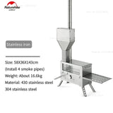 Naturehike Camping Woodstove Outdoor Pellet Heater Picnic Stove Built in Oven Foldable Stove Legs Stainless Steel Camp Equipment