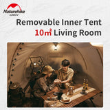 Naturehike Eaves Outdoor Camping Waterproof Cotton Tunnel Tent 4 Persons Portable 1 Bedroom 1 Living Room 10㎡ Large Space Tent