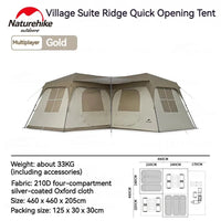 Naturehike Village Suite Tent One Touch Quick Opening Automatic Cabin Tent 3 Room 2 Hall Large Outdoor Camping House Family Trip