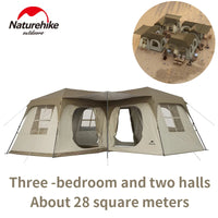 Naturehike Village Suite Tent One Touch Quick Opening Automatic Cabin Tent 3 Room 2 Hall Large Outdoor Camping House Family Trip