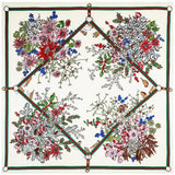 New Fashion Ladies Forest Flowerr Printing Twill silk 130CM kerchief Shawl Versatile Cold-Resistant Warm Scarf Festival Gift
