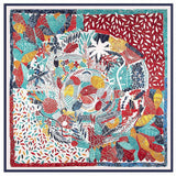 New Fashion Ladies Forest Flowerr Printing Twill silk 130CM kerchief Shawl Versatile Cold-Resistant Warm Scarf Festival Gift