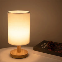 New Linen Table Lamp Touch Control LED Linen Night Lamp w/Warm White Light Linen Nightstand Lamp USB Powered Wooden Beside Lamp