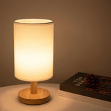 New Linen Table Lamp Touch Control LED Linen Night Lamp w/Warm White Light Linen Nightstand Lamp USB Powered Wooden Beside Lamp