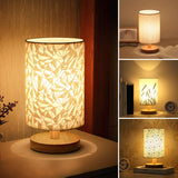 New Linen Table Lamp Touch Control LED Linen Night Lamp w/Warm White Light Linen Nightstand Lamp USB Powered Wooden Beside Lamp