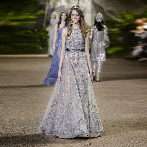 AOOKDRESS New Luxurious Elie Saab Beaded Grey Purple A-line vestidos de fiesta evening dresses AOOKDRESS New Luxurious Elie Saab Beaded Grey Purple A-line vestidos de fiesta evening dresses