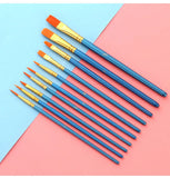 Nylon Arte Pincéis para Artista, Aquarela Profissional Acrílico, Punho De Madeira Pintura Suprimentos, Papelaria Roxo, 10 PCs