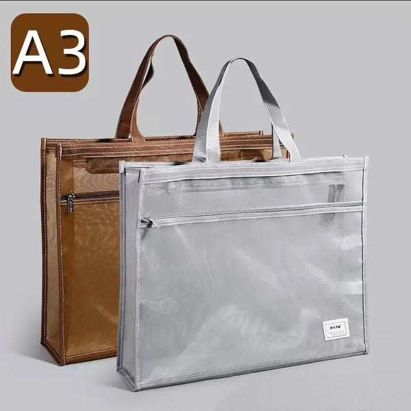 Nylon Mesh Zipper Pouch, Saco de arquivo portátil, A3 Document Storage Bag, Grande A3 Art Bag, Saco Tutorial do Estudante para a Escola