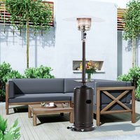 Outdoor 48000BTU Patio Heater Standing 87" Propane Gas Garden Heater With Adjustable Table And Moving Wheels Bronze Finish