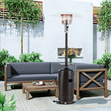 Outdoor 48000BTU Patio Heater Standing 87" Propane Gas Garden Heater With Adjustable Table And Moving Wheels Bronze Finish