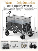 Outdoor Collapsible Camping Cart Tractor Outdoor Hand-Pushed Table Board Picnic Cart Camp Trailer Pull Rod To Open The Cart