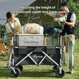 Outdoor Collapsible Camping Cart Tractor Outdoor Hand-Pushed Table Board Picnic Cart Camp Trailer Pull Rod To Open The Cart
