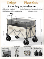 Outdoor Collapsible Camping Cart Tractor Outdoor Hand-Pushed Table Board Picnic Cart Camp Trailer Pull Rod To Open The Cart