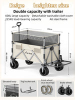 Outdoor Collapsible Camping Cart Tractor Outdoor Hand-Pushed Table Board Picnic Cart Camp Trailer Pull Rod To Open The Cart