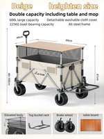 Outdoor Collapsible Camping Cart Tractor Outdoor Hand-Pushed Table Board Picnic Cart Camp Trailer Pull Rod To Open The Cart
