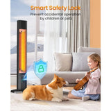 Outdoor Electric Patio Heater, 42in Infrared Heater with Remote, 9 Heat Levels, 9H Timers, 1500W Instant Heating, Safety Lock