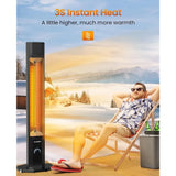 Outdoor Electric Patio Heater, 42in Infrared Heater with Remote, 9 Heat Levels, 9H Timers, 1500W Instant Heating, Safety Lock