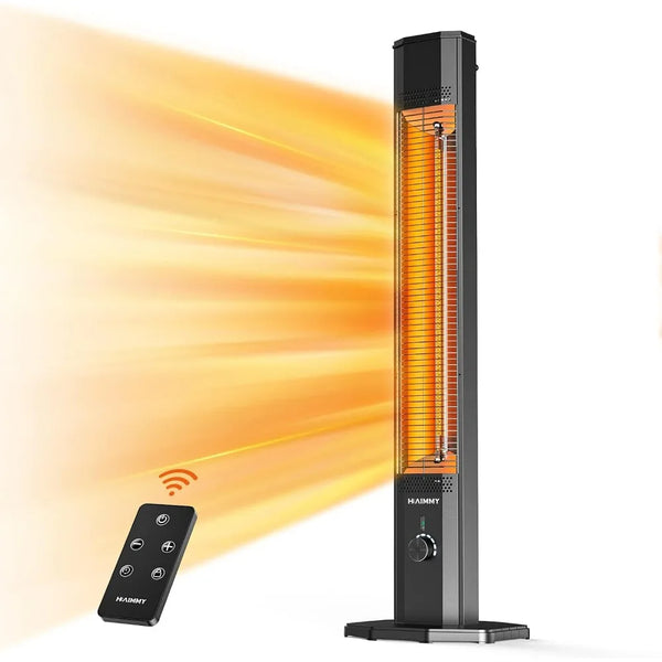 Outdoor Electric Patio Heater, 42in Infrared Heater with Remote, 9 Heat Levels, 9H Timers, 1500W Instant Heating, Safety Lock