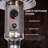 Outdoor Portable Gas Heater 88" Tall Premium Standing Patio Heater W/Auto Shut Off&Simple Ignition System Wheels&Base Reservoir