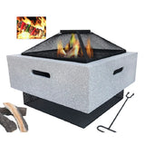 Outdoor square grill Patio garden heating stove wood-burning charcoal fire basin Imitation stone fire stove