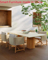 Outdoor tables and chairs, rain and sun proof, foldable camping teak villa, courtyard dining table, rattan woven garden balcony,