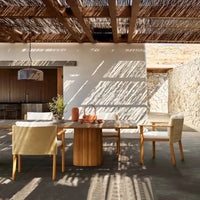 Outdoor tables and chairs, rain and sun proof, foldable camping teak villa, courtyard dining table, rattan woven garden balcony,