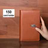 PU Titular do cartão de couro com grande capacidade, livro de cartões, fichário estoque, bilhete, moda, 360, 1000