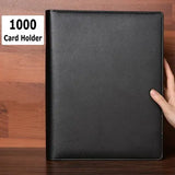 PU Titular do cartão de couro com grande capacidade, livro de cartões, fichário estoque, bilhete, moda, 360, 1000