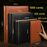 PU Titular do cartão de couro com grande capacidade, livro de cartões, fichário estoque, bilhete, moda, 360, 1000