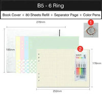 Paisagem 6 anel fichário a4 espiral notebook, papel de livro capa b5 grade notebook em branco para estudantes
