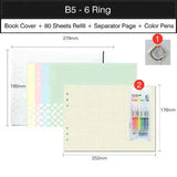 Paisagem 6 anel fichário a4 espiral notebook, papel de livro capa b5 grade notebook em branco para estudantes