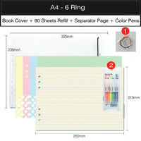 Paisagem 6 anel fichário a4 espiral notebook, papel de livro capa b5 grade notebook em branco para estudantes