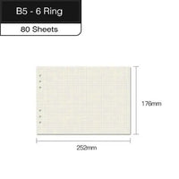 Paisagem 6 anel fichário a4 espiral notebook, papel de livro capa b5 grade notebook em branco para estudantes