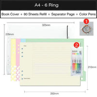 Paisagem 6 anel fichário a4 espiral notebook, papel de livro capa b5 grade notebook em branco para estudantes