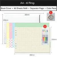 Paisagem 6 anel fichário a4 espiral notebook, papel de livro capa b5 grade notebook em branco para estudantes