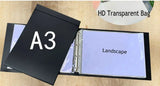 Paisagem a3 saco transparente 11 pasta de fichário, a3 saco de papel transparente para fichário de documentos organizador de papel bolsa de proteção para documentos