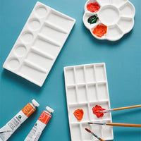 Paleta de aquarela de cerâmica de alta qualidade, flor de ameixa, pintura retangular multigrade, paleta de guache, materiais de arte acrílica